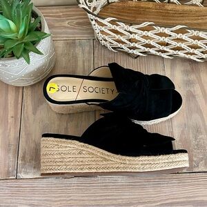 Sole Society Black Suede Espadrille Sandal